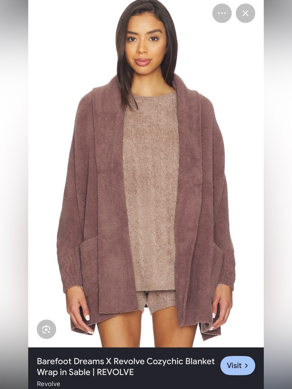 Barefoot Dreams Cozychic Blanket Wrap Cardigan in Sable